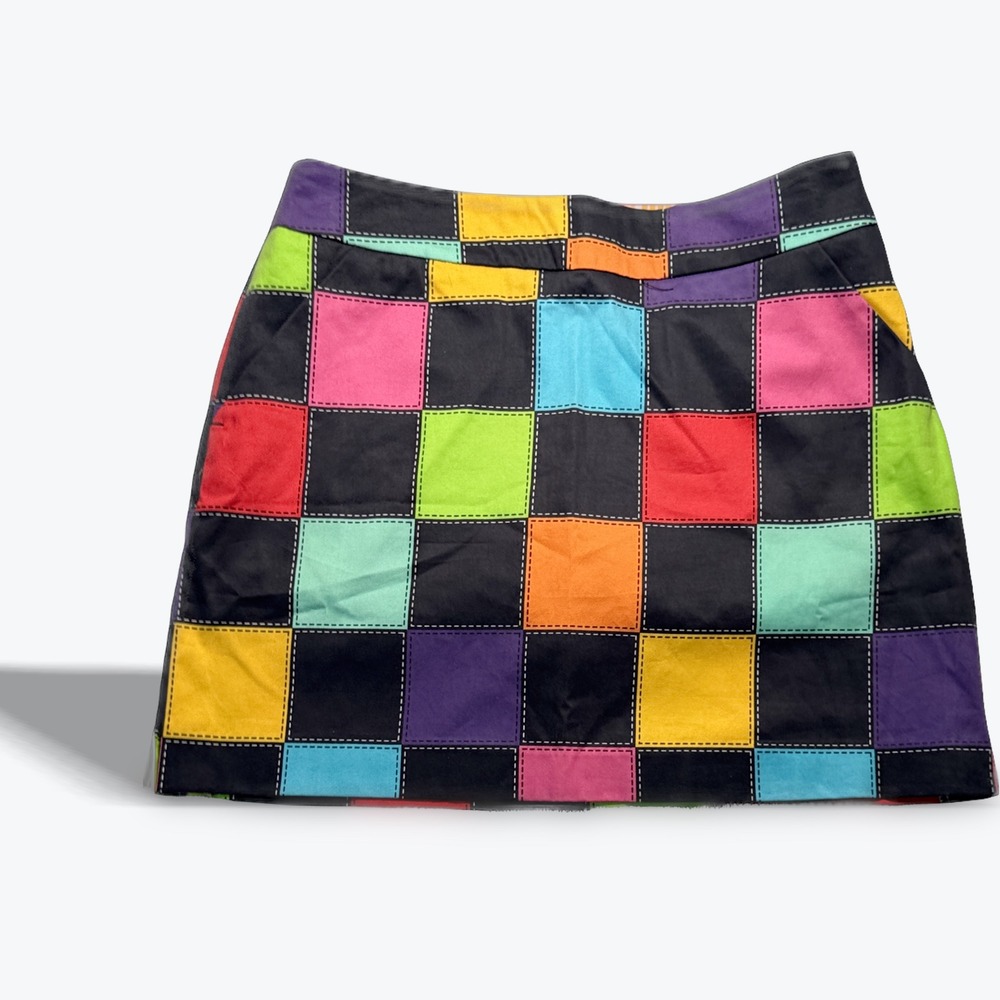 Loudmouth Golf Skort Womens 6 Multicolor Checkered Patchwork Skirt Shorts Active